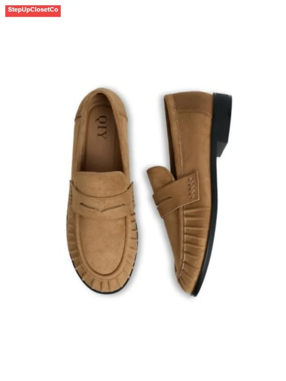 Women's Horsebit Loafers Comfortable Slip-On Faux Leather Flats Block Heel
